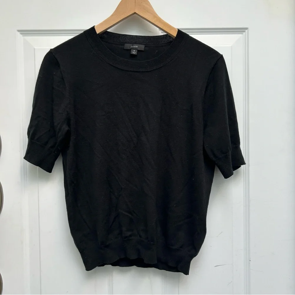 J. Crew Short-sleeve silk-blend crewneck sweater - Picture 1 of 6